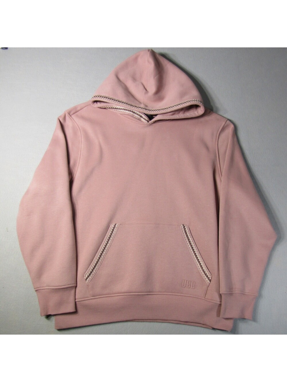 NWT UGG Tasman Crewneck Sweatshirt Men's XL Pink Braid Trim Raglan Fleece
